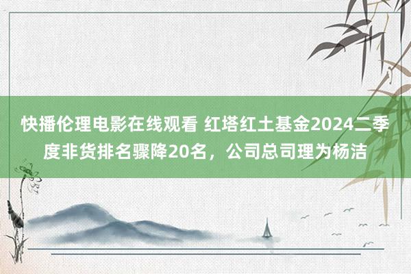 快播伦理电影在线观看 红塔红土基金2024二季度非货排名骤降20名，公司总司理为杨洁