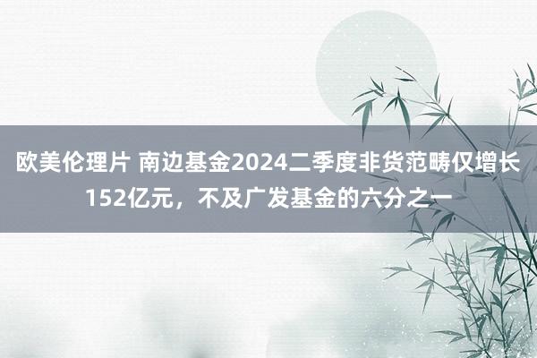 欧美伦理片 南边基金2024二季度非货范畴仅增长152亿元，不及广发基金的六分之一