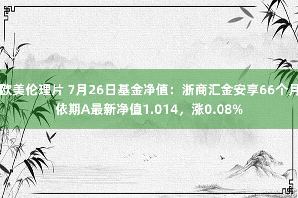 欧美伦理片 7月26日基金净值：浙商汇金安享66个月依期A最新净值1.014，涨0.08%