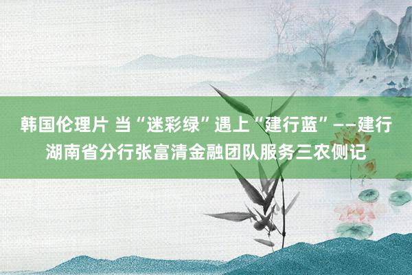 韩国伦理片 当“迷彩绿”遇上“建行蓝”——建行湖南省分行张富清金融团队服务三农侧记