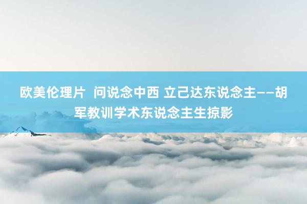 欧美伦理片  问说念中西 立己达东说念主——胡军教训学术东说念主生掠影