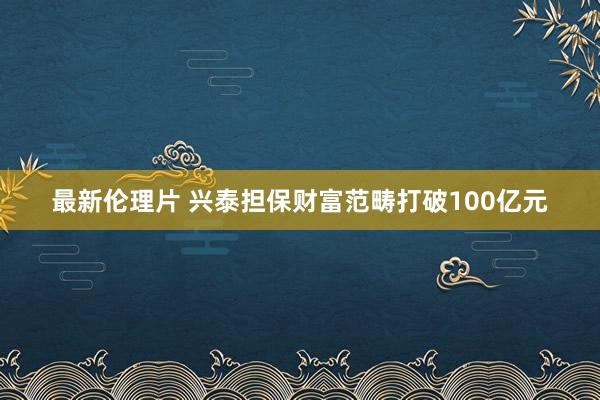 最新伦理片 兴泰担保财富范畴打破100亿元