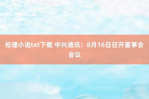 伦理小说txt下载 中兴通讯：8月16日召开董事会会议