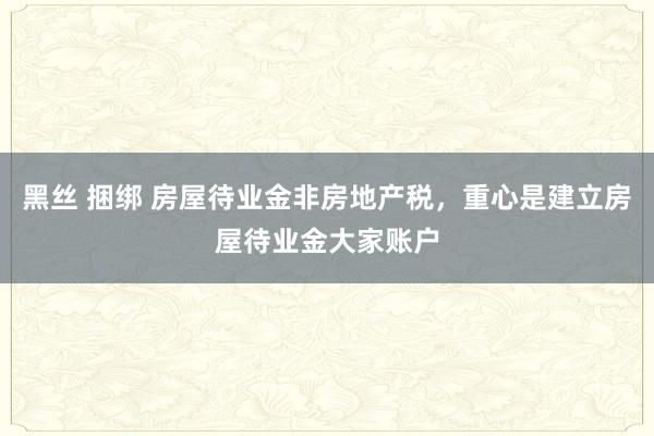 黑丝 捆绑 房屋待业金非房地产税，重心是建立房屋待业金大家账户